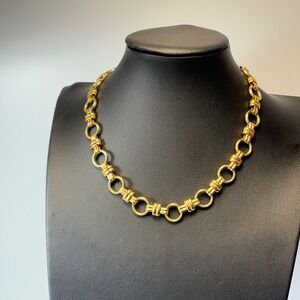 Vintage Gold Necklace Gold Tone Statement Chunky Link Boho Chic